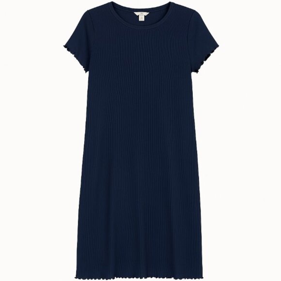 Terra & Sky Navy Blue Ribbed Knit Midi Dress Short Sleeve Size 0X - Picture 1 of 9